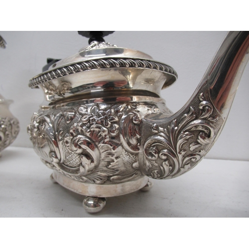 307 - A late Victorian silver tea set - Teapot, sugar bowl and milk jug, Joseph Gloster, Birmingham 1900 w... 