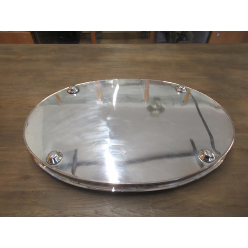 308 - Two Sheffield silver plate trays - larger oval shaped with pierced gallery approx 61cm x 41cm