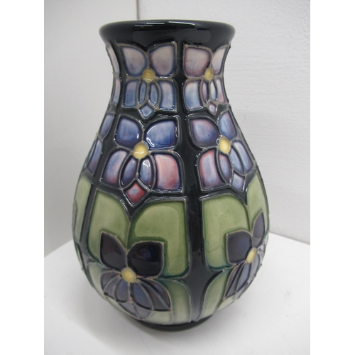 358 - A Moorcroft Violets vase, boxed, good condition