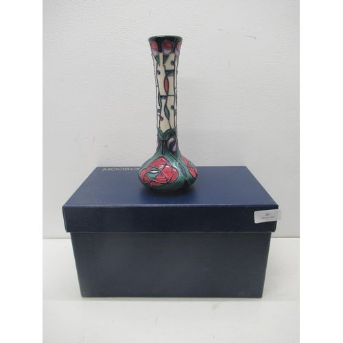 361 - A Moorcroft Rennie Mackintosh pattern vase 20-5 with its box, good condition