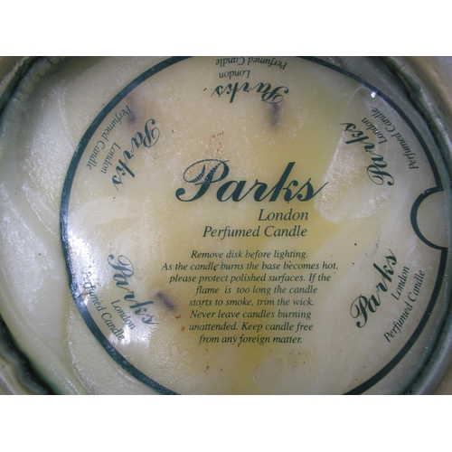 385 - A Parks of London scented candle - in good quality silver plated bowl with original box etc - 18cm -... 