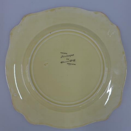 390 - A Clarice Cliff Fantasque hand painted plate - Diameter 23cm - no chips or cracks