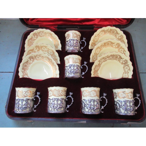 392 - A late Victorian/Early Edwardian Royal Worcester '51' boxed set of six coffee cups and saucers with ... 