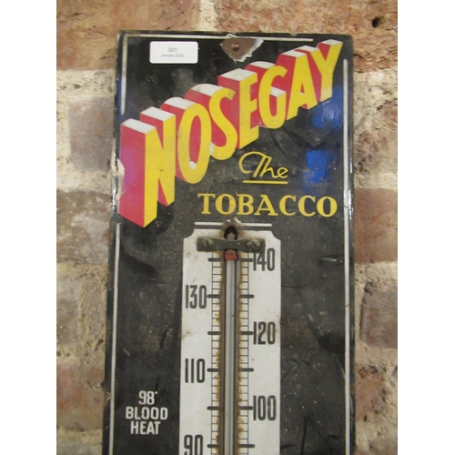 397 - A vintage enamel advertising fitting with barometer 'Nosegay. The Tobacco For Pipe or Cigarette - 61... 