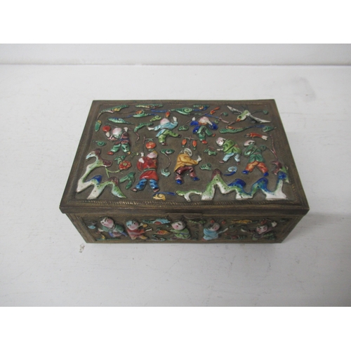 407 - A Chinese brass and enamel box - 13cm x 9cm