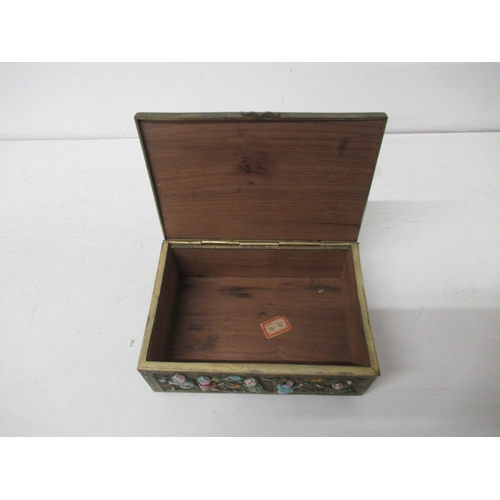 407 - A Chinese brass and enamel box - 13cm x 9cm