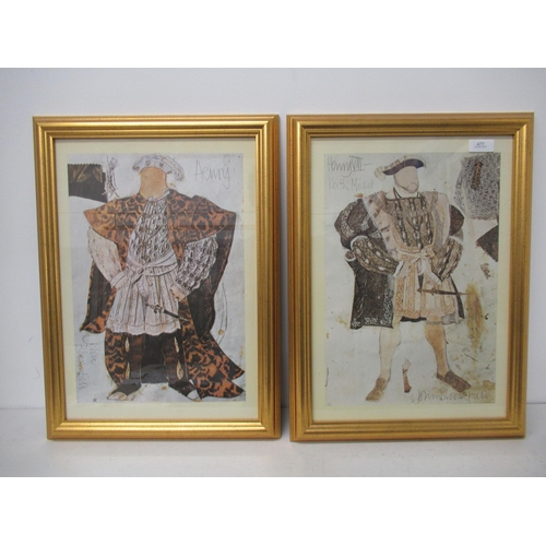 477 - A set of eight framed prints of costume designs by John Bloomfield for the BBC Tv Series 'The Six Wi... 