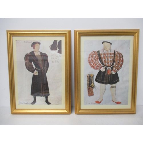 477 - A set of eight framed prints of costume designs by John Bloomfield for the BBC Tv Series 'The Six Wi... 