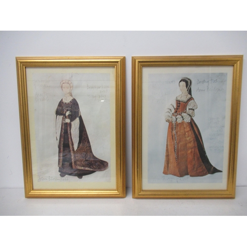 477 - A set of eight framed prints of costume designs by John Bloomfield for the BBC Tv Series 'The Six Wi... 