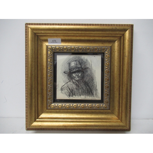 478 - L.S. Lowry pen and ink portrait of a man - signed and dated 