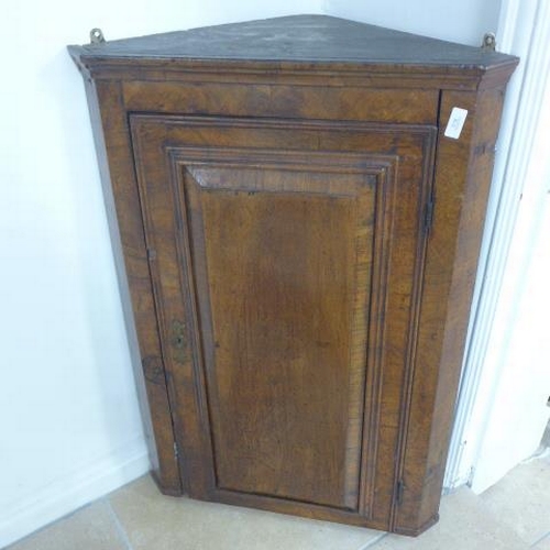 518 - A Georgian walnut corner wall cupboard with a nice patina - Height 83cm x Width 57cm