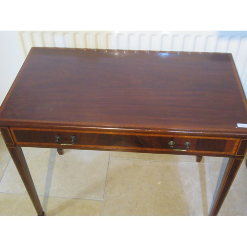 519 - An Edwardian mahogany and crossbanded side table - in good condition - Width 93cm x Depth 50cm x Hei... 