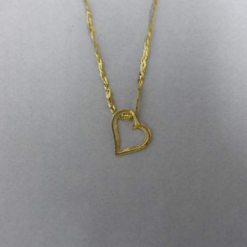 53 - A 14ct yellow gold hallmarked Heart pendant and chain, pendant is 2cm, chain 46cm long, approx 3.2 g... 