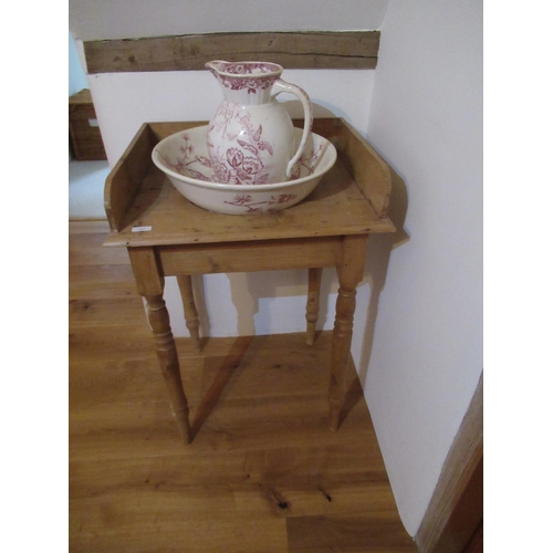 545 - A pine washstand with jug and bowl