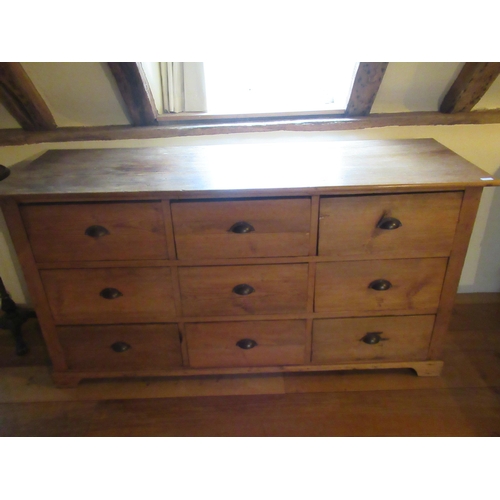 552 - A 19th century pine nine drawer chest of drawers - Width 167cm x Height 87cm x Depth 58cm