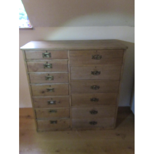 560 - A set of 19th century pine filing drawers - 13 drawers - Width 106cm x Height 110cm x Depth 47cm