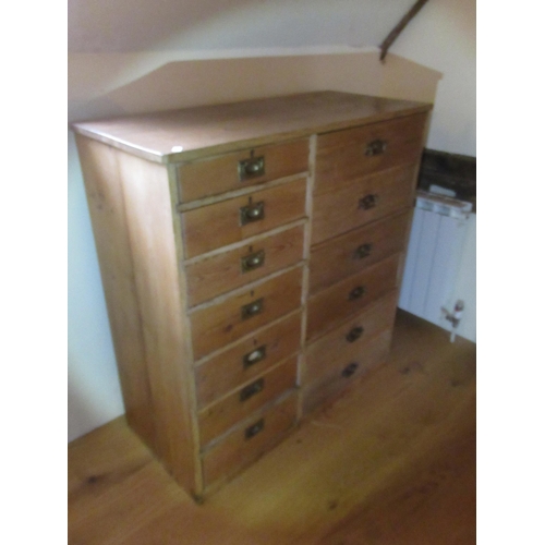 560 - A set of 19th century pine filing drawers - 13 drawers - Width 106cm x Height 110cm x Depth 47cm