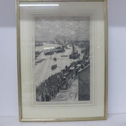 563 - Three framed prints - The Oxford Cambridge Boat Race - one coloured and one International University... 