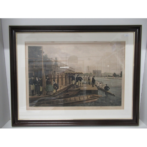 566 - Henry Jamyn Brooks - signed colour print of College boat rowers - signed in pencil bottom left, fram... 