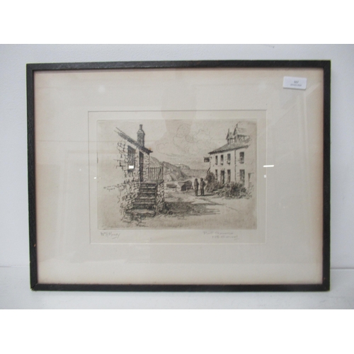 567 - Three monochrome etchings - signed in pencil 'W.A. Moody' Cornwall scenes - Port Isaac and Port Gave... 