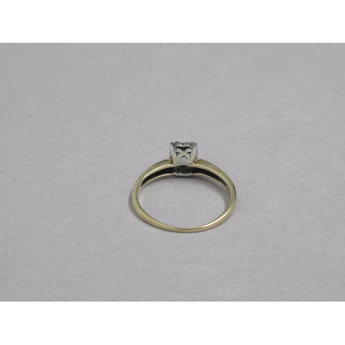 58 - An illusion set 14ct yellow gold diamond solitaire ring with chip, size M, approx 1.9 grams