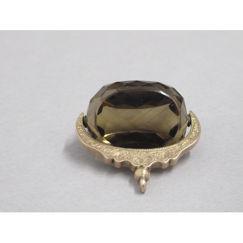 61 - A good quality Smokey quartz fob in a good quality mount stamped 9ct