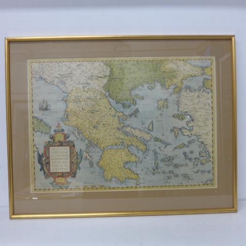 633 - Four framed and glazed maps 'Replica of the original 