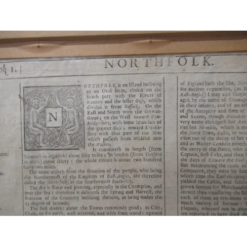 636 - A 17th century map of 'Norfolk A Countie Florishing & Populous Described and Divided with the Armes ... 