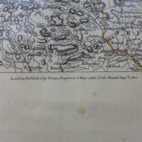 639 - Three framed maps J. Cary, Strand London - 1793 Norfolk 23cm x 28cm - East Scotland with Murray Firt... 