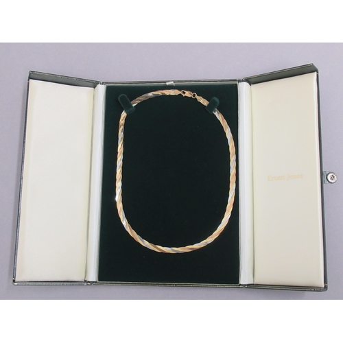 69 - A 9ct tri colour gold (hallmarked) necklace - 46cm - approx weight 14 grams