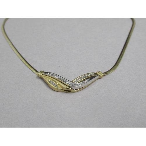 70 - A 10ct yellow gold (hallmarked) necklace with diamonds - 43cm - approx weight 9.2 grams