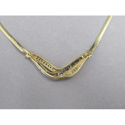 70 - A 10ct yellow gold (hallmarked) necklace with diamonds - 43cm - approx weight 9.2 grams