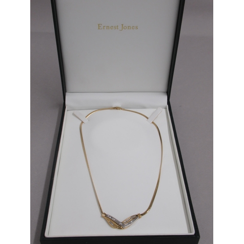 70 - A 10ct yellow gold (hallmarked) necklace with diamonds - 43cm - approx weight 9.2 grams