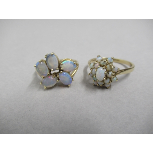 82 - Two 9ct yellow gold (hallmarked) rings with opals - ring sizes O/P & Q - approx total weight 5.5 gra... 