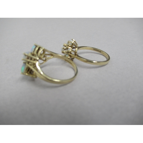 82 - Two 9ct yellow gold (hallmarked) rings with opals - ring sizes O/P & Q - approx total weight 5.5 gra... 