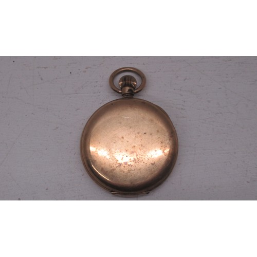 232 - An Elgin gold plated half hunter pocket watch - approx 5cm diameter - working in the saleroom but ne... 