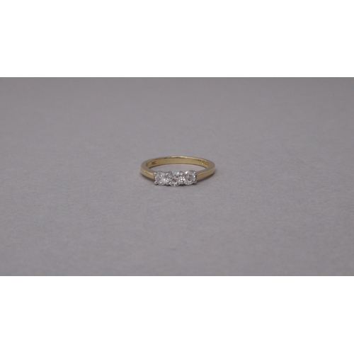 17A - A certificated 18ct yellow and white gold 3-stone round brilliant cut diamond ring - Diamonds 0.50ct... 
