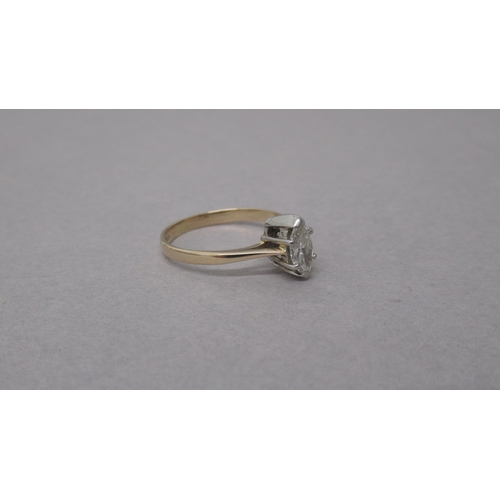 93 - A certificated 14ct yellow and white gold marquise-cut diamond solitaire ring - Diamond 0.60ct - Cer... 