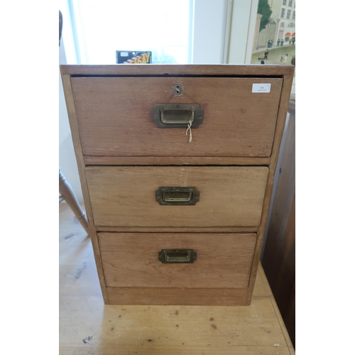 595 - A 19th century pine three drawer chest - Height 68cm x Width 46cm x Depth 47cm