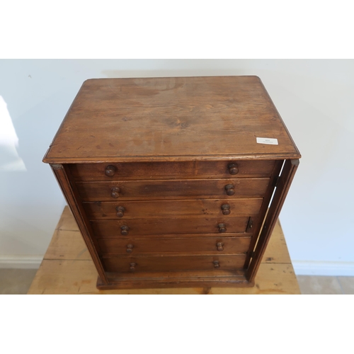 602 - A 19th century pine six drawer Wellington style chest - Height 47cm x Width 43cm x Depth 31cm