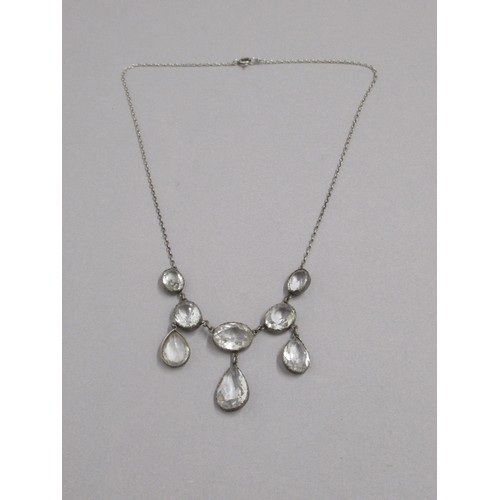 30 - An Edwardian silver (tested) and rock crystal necklace - approx 41cm - weight approx 9 grams