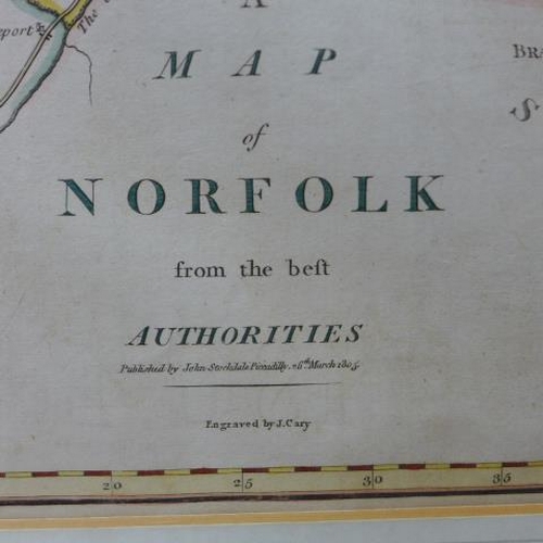 471A - Three framed maps J. Cary, Strand London - 1793 Norfolk 23cm x 28cm - East Scotland with Murray Firt... 