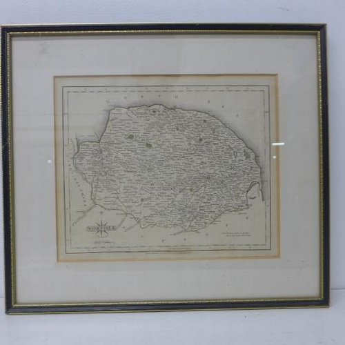 471A - Three framed maps J. Cary, Strand London - 1793 Norfolk 23cm x 28cm - East Scotland with Murray Firt... 