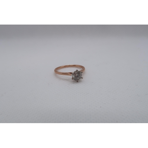 106 - A certificated 18ct white and rose gold round brilliant cut diamond solitaire diamond ring - Diamond... 