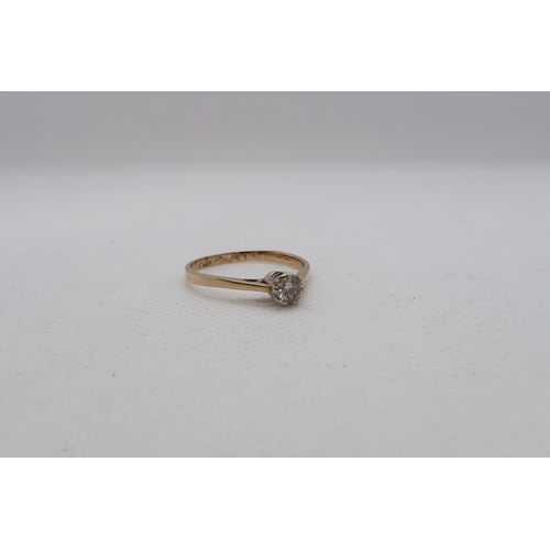 107 - A 9ct yellow gold 0.30ct diamond ring - carat weight marked on inside of ring - ring size approx S