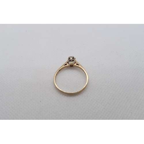 107 - A 9ct yellow gold 0.30ct diamond ring - carat weight marked on inside of ring - ring size approx S