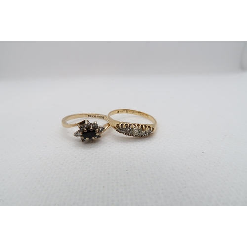 133 - An 18ct yellow gold (hallmarked) five stone ring size O together with a 9ct yellow gold (hallmarked)... 