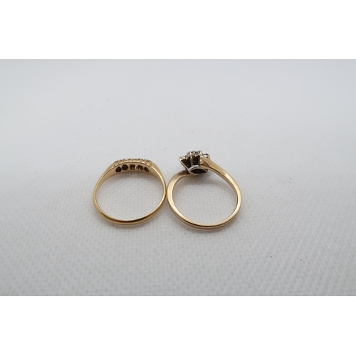 133 - An 18ct yellow gold (hallmarked) five stone ring size O together with a 9ct yellow gold (hallmarked)... 