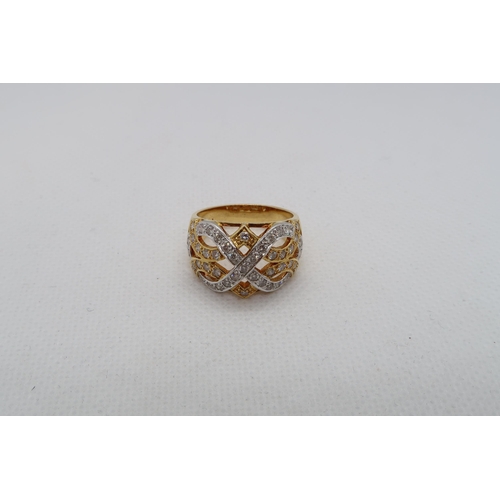 147 - An 18ct gold (hallmarked) ring set with diamonds - ring size N - approx weight 8.1 grams