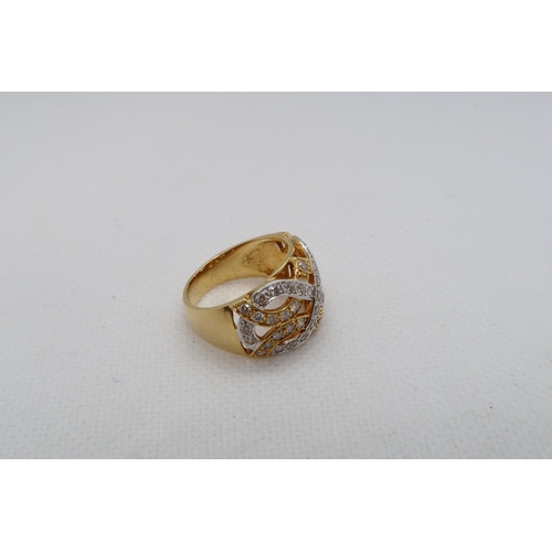 147 - An 18ct gold (hallmarked) ring set with diamonds - ring size N - approx weight 8.1 grams